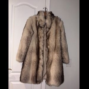 Artic Fox Fur Jacket - Cream and Brown